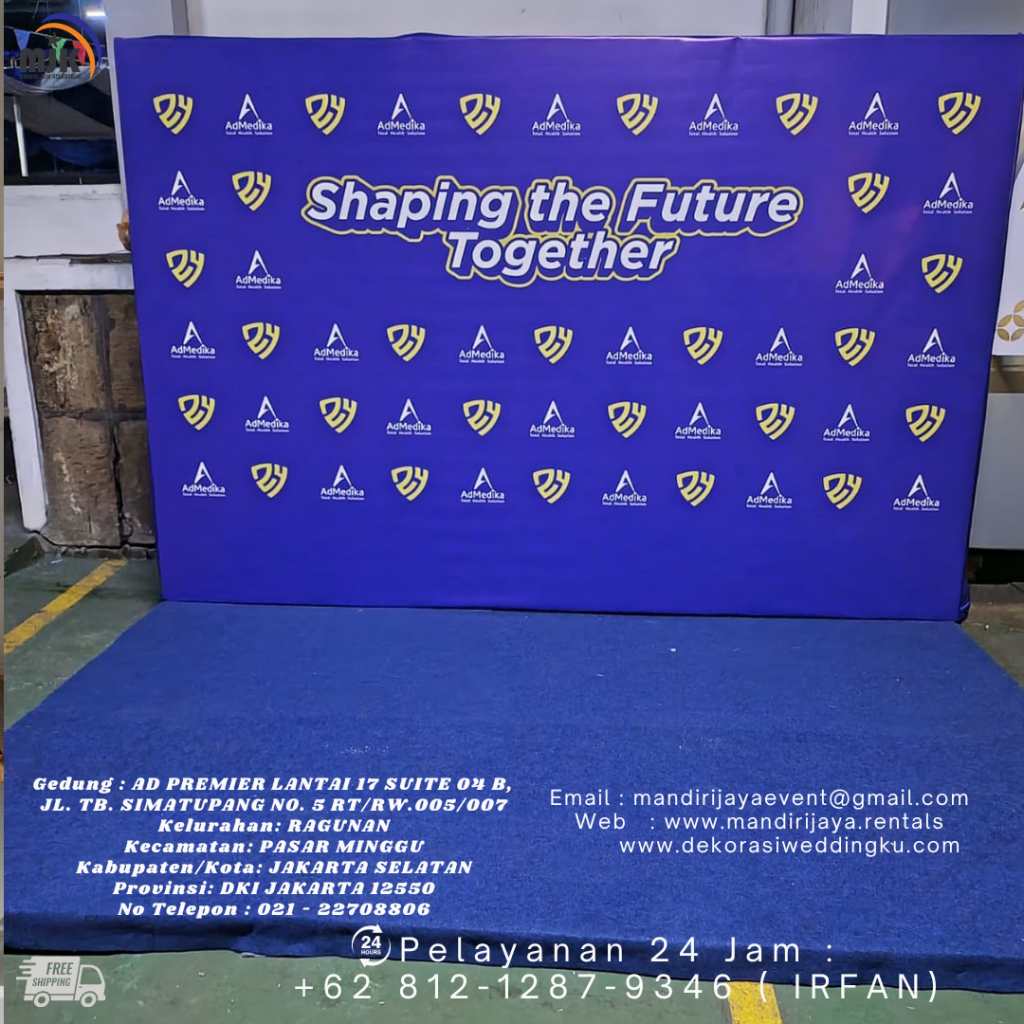 Rental Backdrop,Panggung,Tenda Serut Putih Biru Bogor