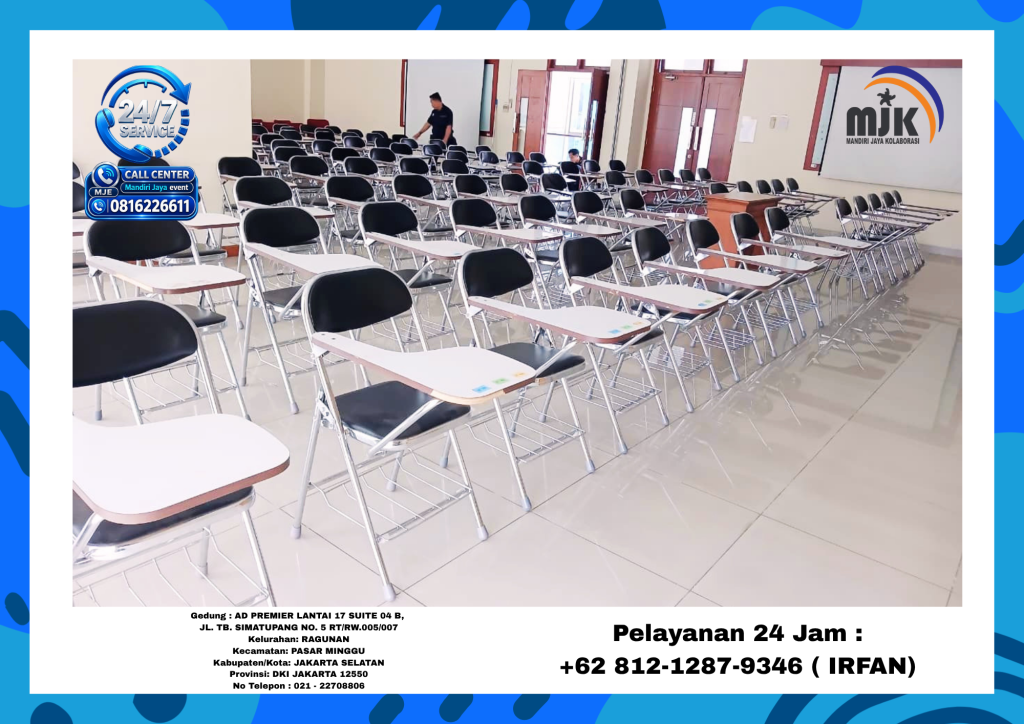 Sewa Kursi Kuliah Hitam Stainless kokoh Area Jakarta Utara