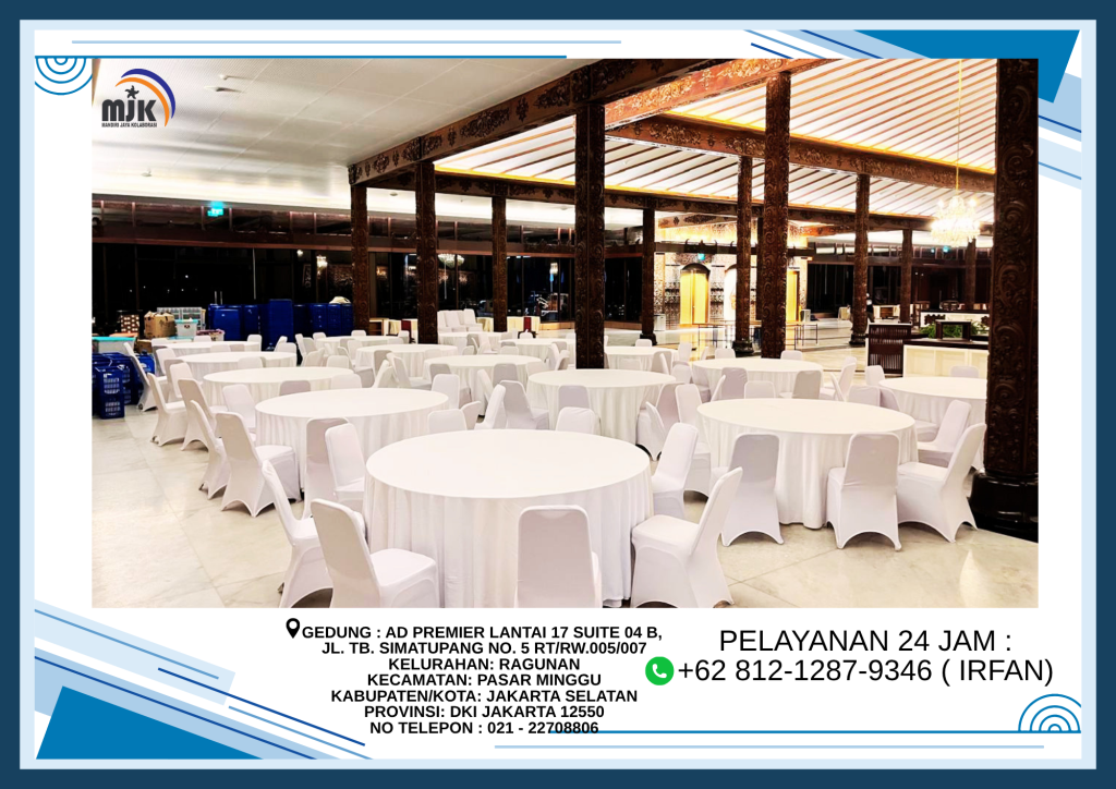 Sewa Meja Bundar,Kursi Susun Stainless Full Cover Jakarta