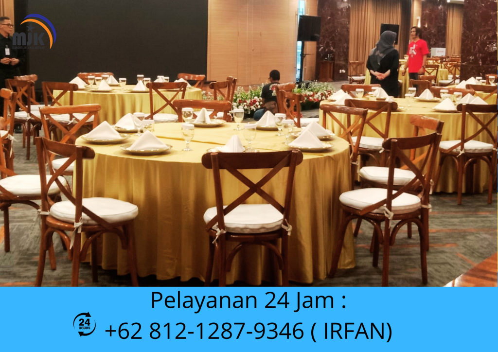 Sewa Round Table Tebar Gold,Kursi Corssback Area Jakarta