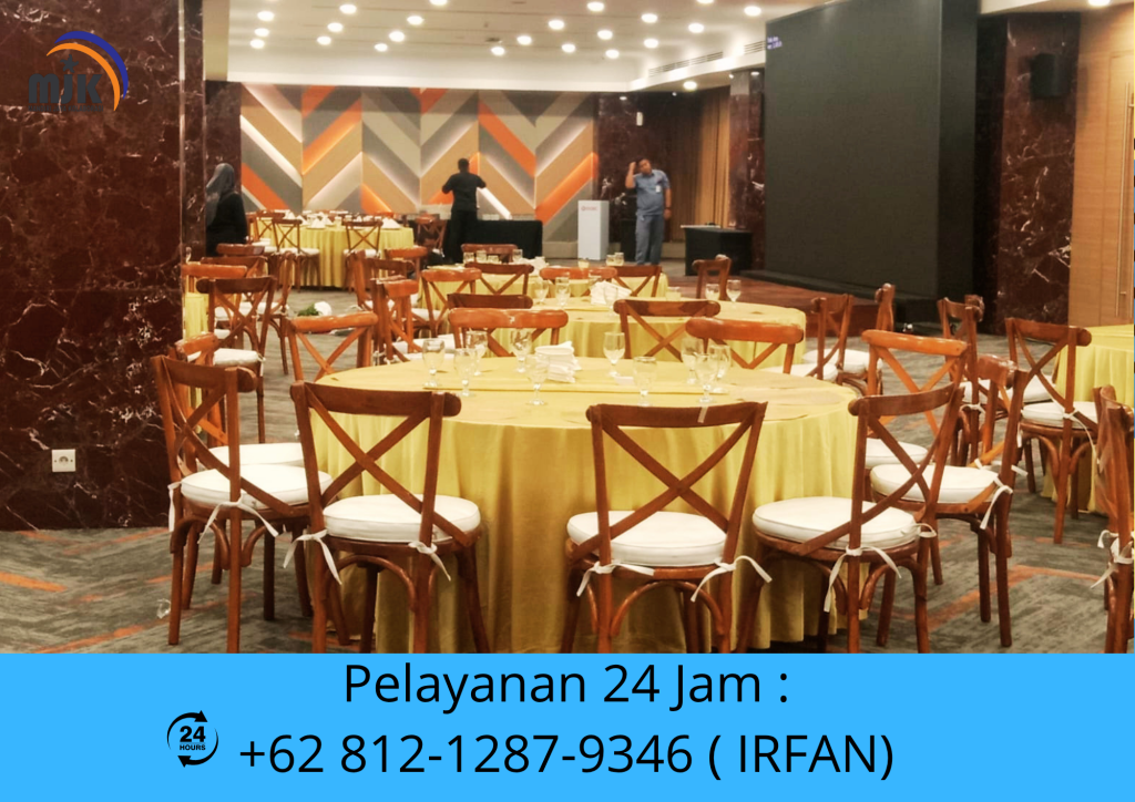 Sewa Round Table Tebar Gold,Kursi Corssback Area Jakarta