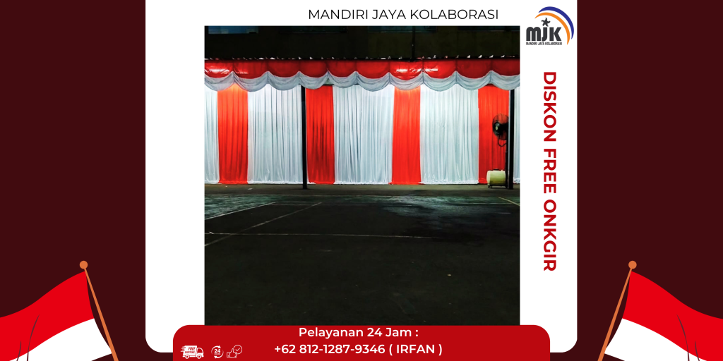 Sewa Tirai Dekor Merah Putih,Flooring,Backdrop Jakarta