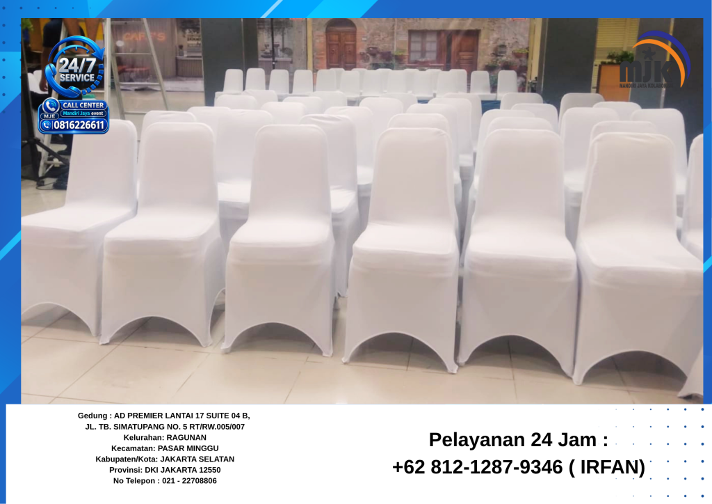 Sewa Cover Kursi Putih Stretch Jakarta +62 812-1287-9346 (IRFAN)