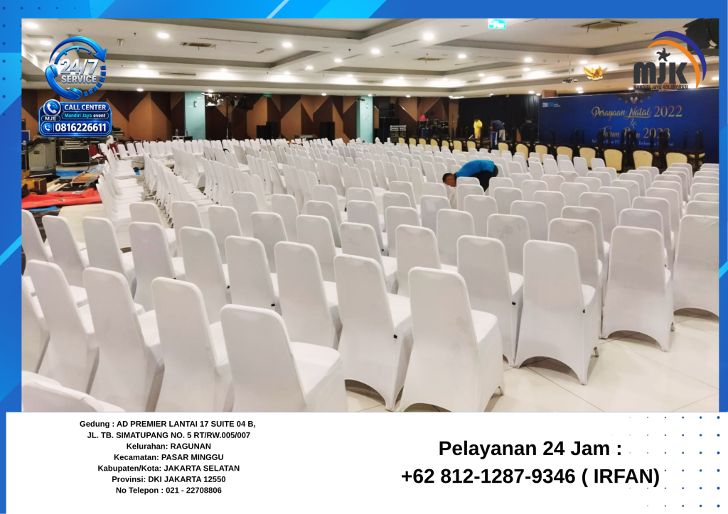 Sewa Cover Kursi Putih Stretch Jakarta +62 812-1287-9346 (IRFAN)