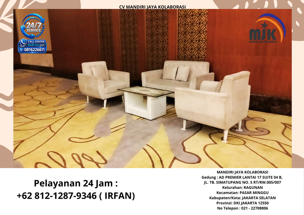 Sewa Sofa Single Minimalis, Dobel,Meja Kaca Jakarta
