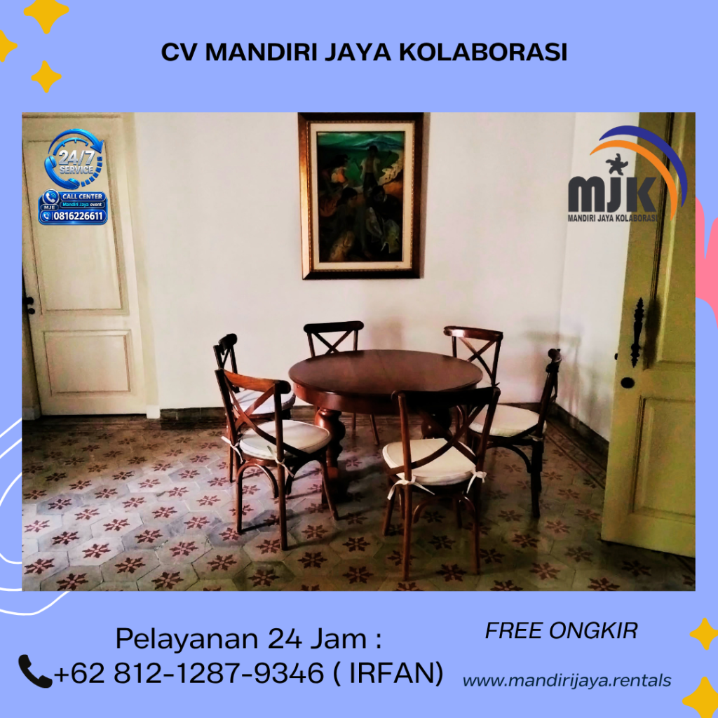 Rental Cross Chairs,Round Table Cikini Jakarta 081212879346 IRFAN