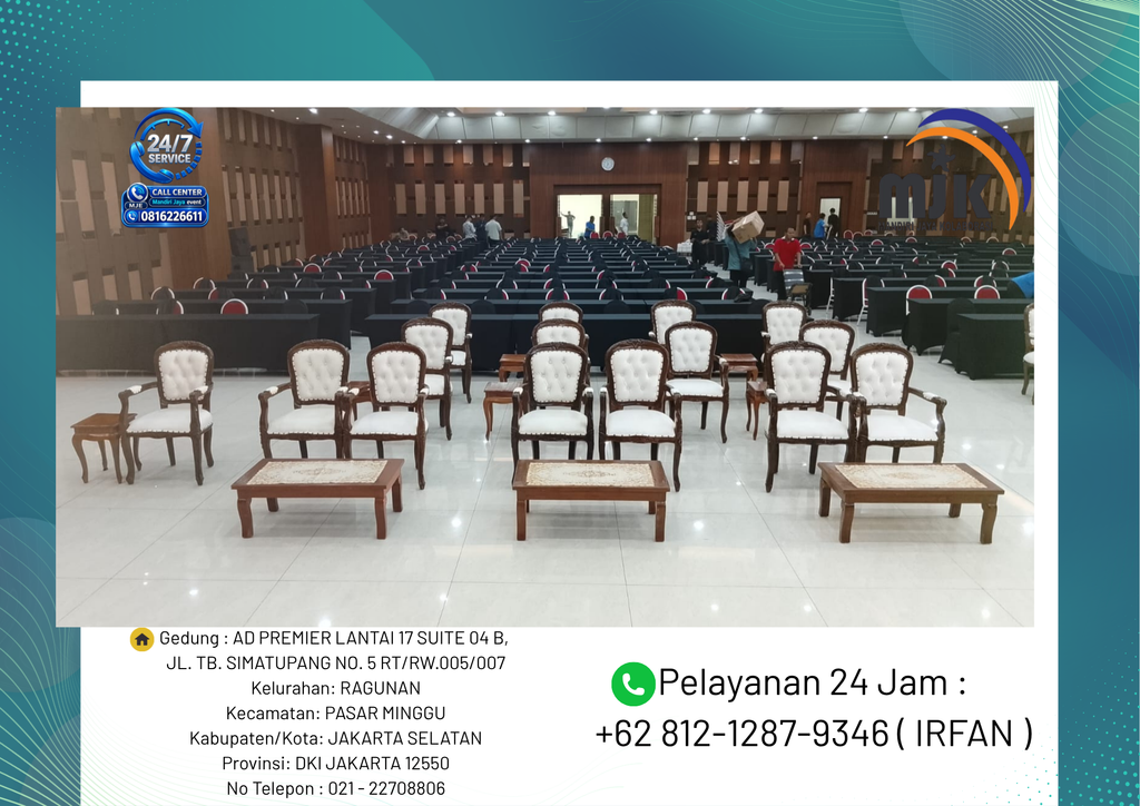 Sewa Arm Chair VIP, Meja Kayu Jakarta 081212879346